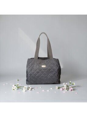 Baggallini Large Quilted Travel Duffle Black Nylon 3 Compartment Tote Wristlet